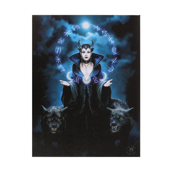 19x25cm Moon Witch Canvas Plaque by Anne Stokes