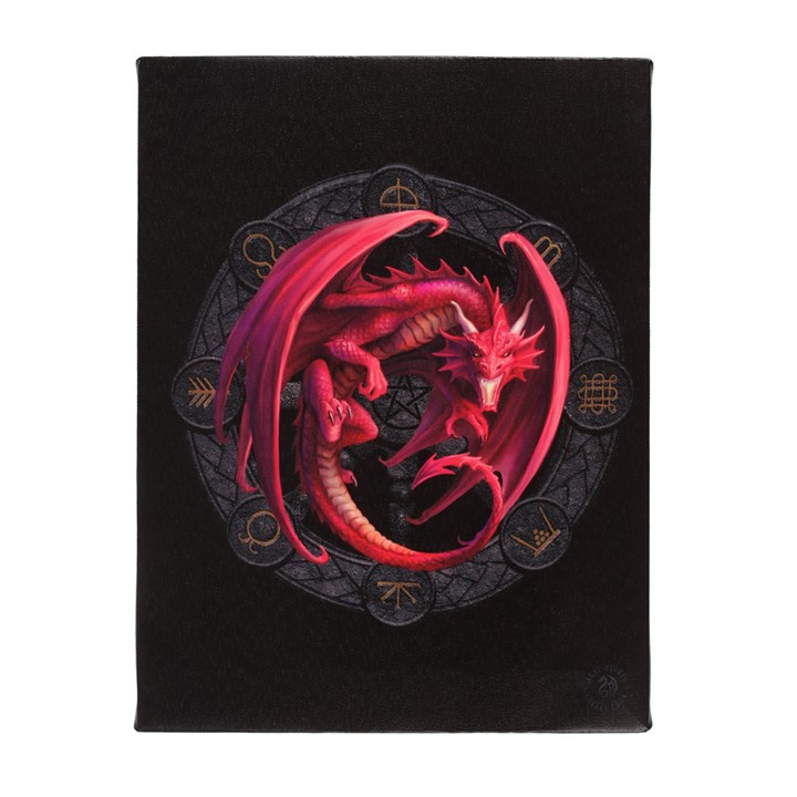 19x25cm Lammas Dragon Canvas Plaque by Anne Stokes