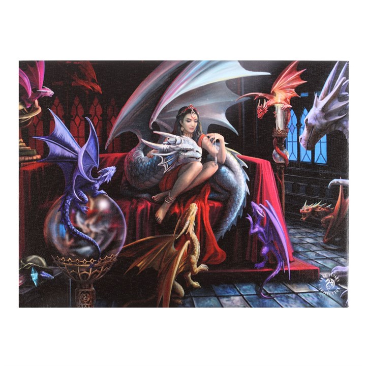 25x19cm Dragon Charm Canvas Plaque by Anne Stokes