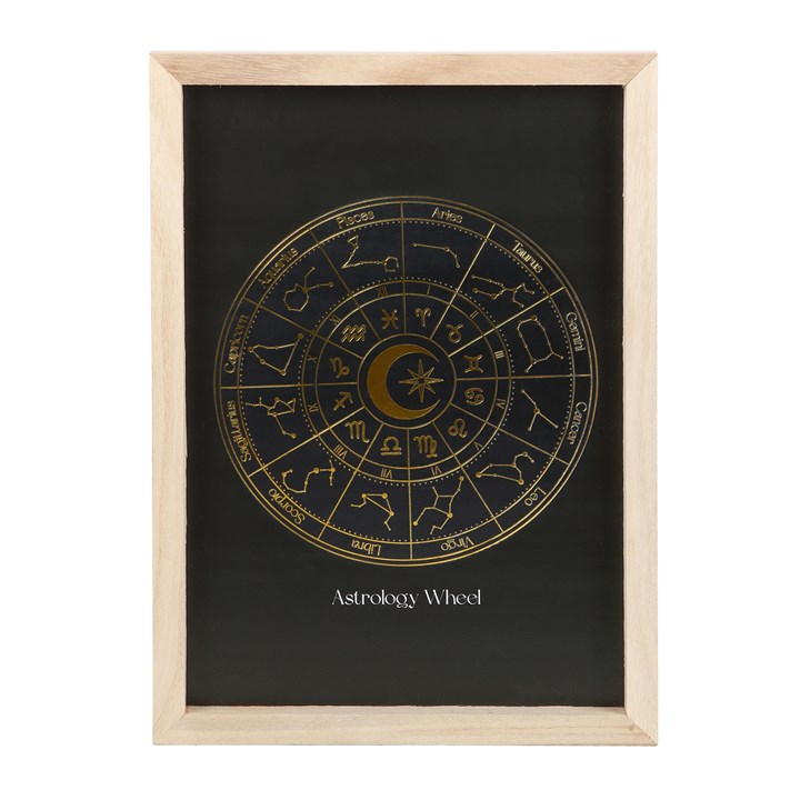 Black Astrology Wheel Framed Wall Art Print