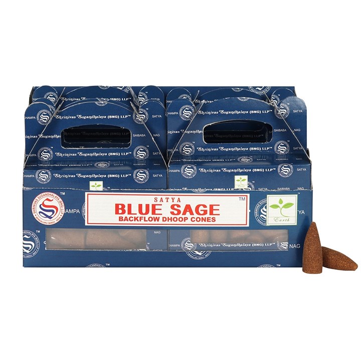 Box of 6 Blue Sage Backflow Dhoop Cones by Satya