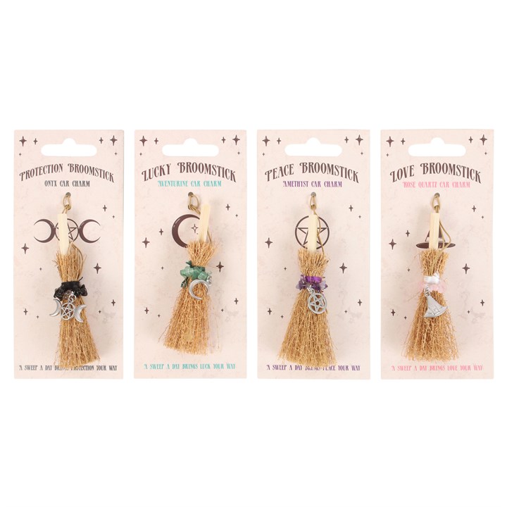 Pack of 12 Lucky Crystal Broomstick Car Charms