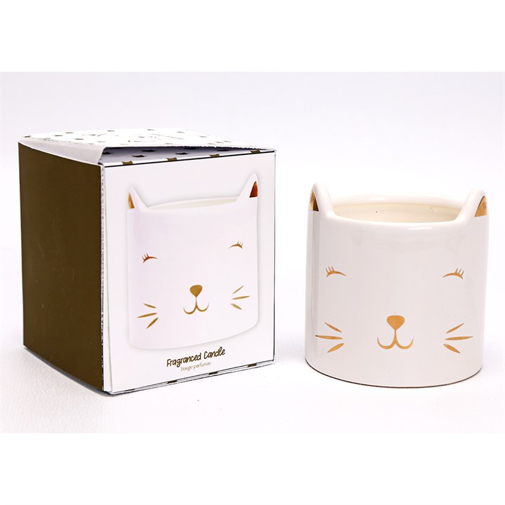 Linen Scented Cat Face Candle