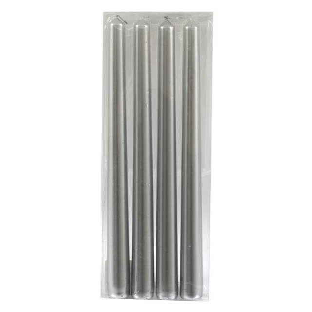 Set of 4 Silver Taper Candles
