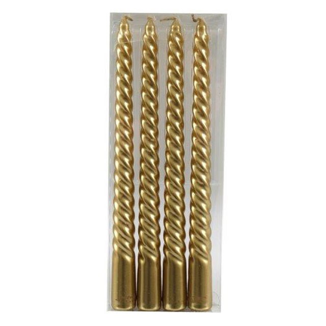 Set of 4 Gold Twist Taper Candles