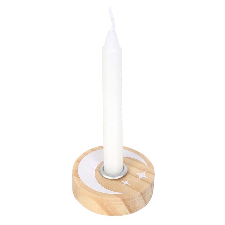 Natural Wooden Mystical Moon Spell Candle Holder