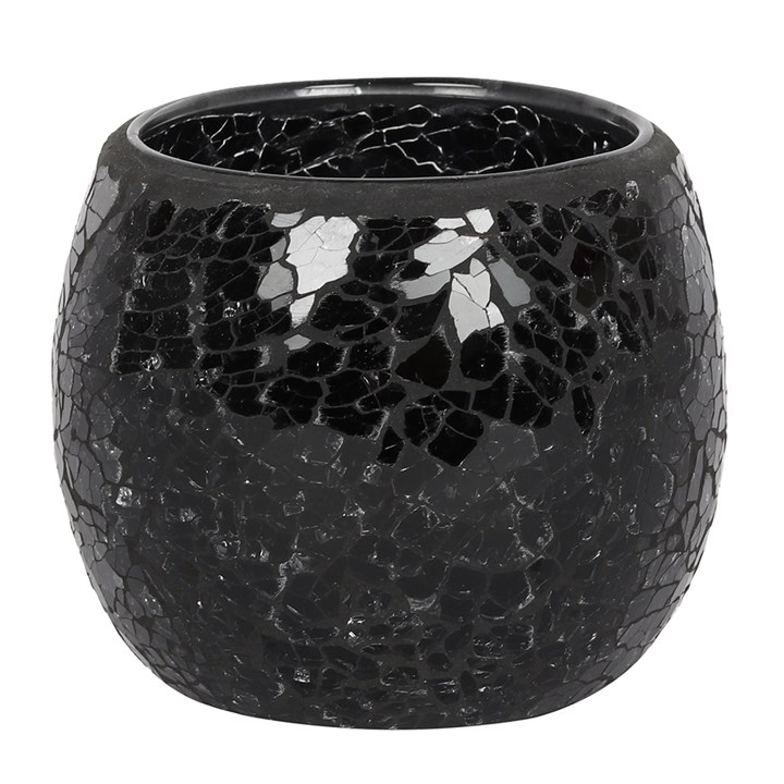 Large Black Crackle Glass Candle Holder Something Different Wholesale