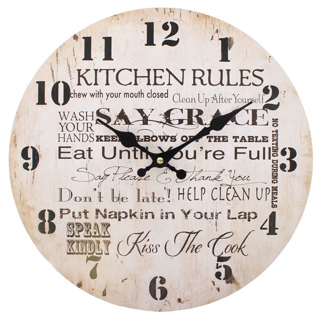Distressed Look Kitchen Rules Wall Clock