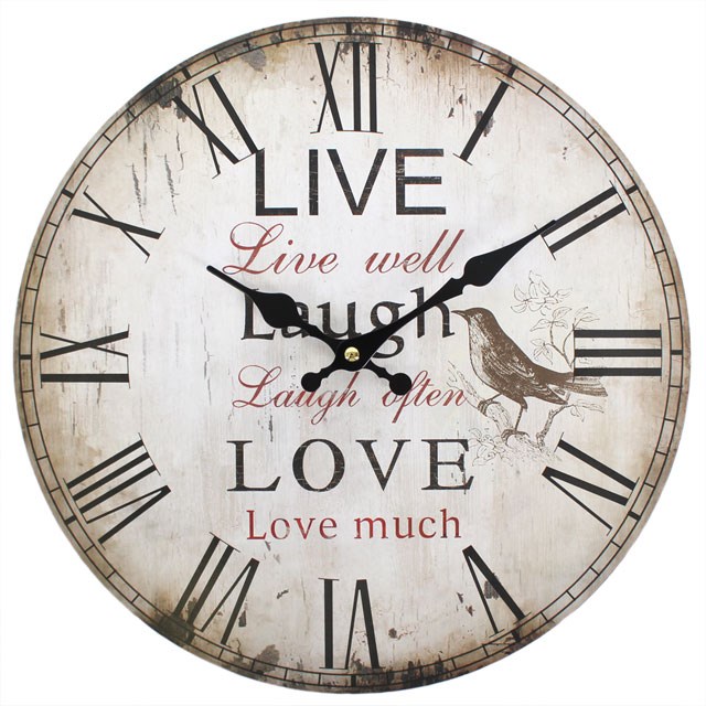 Rustic Effect Live Well, Laugh Often, Love Much Wall Clock