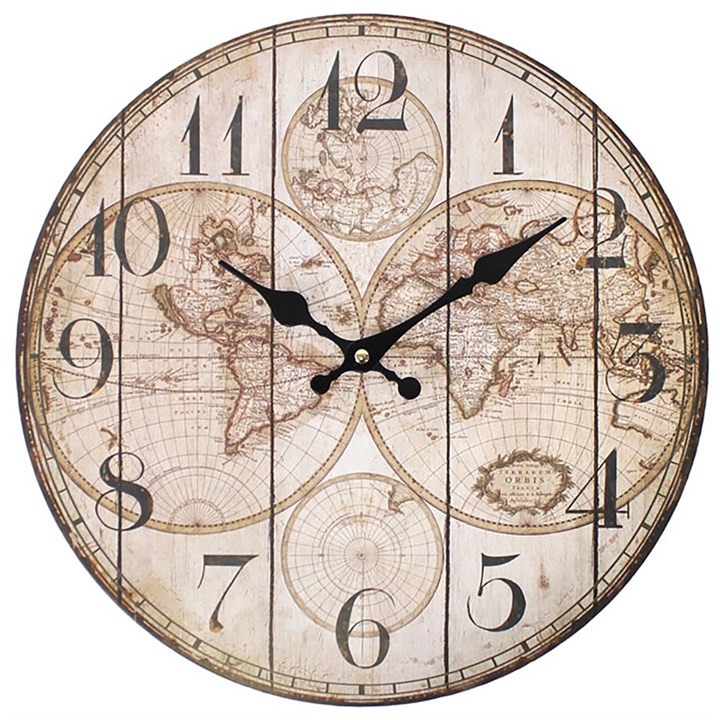 Shabby Chic Vintage Map Wall Clock