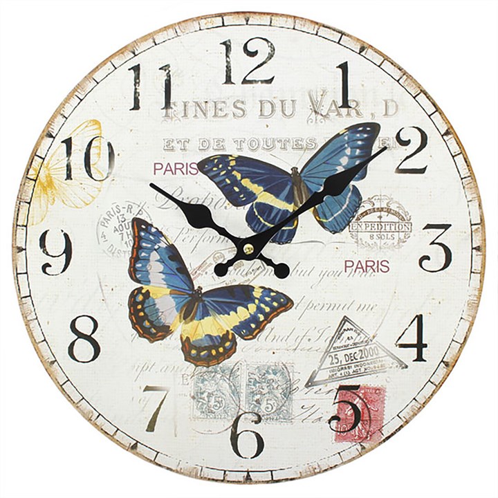 Shabby Chic Double Butterfly Wall Clock