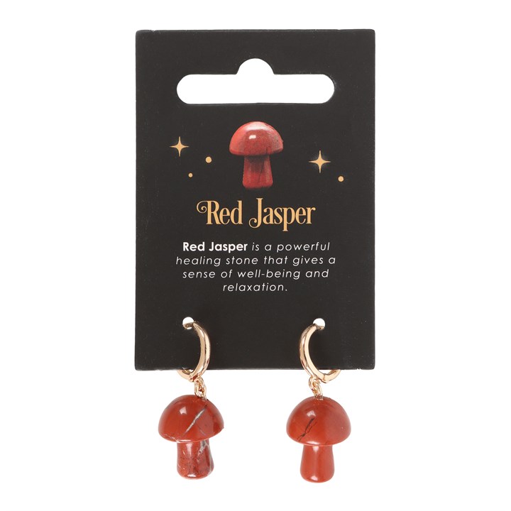 Red Jasper Crystal Mushroom Earrings