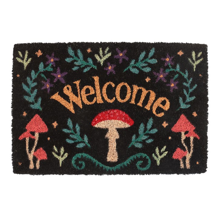 Black Mushroom Welcome Doormat