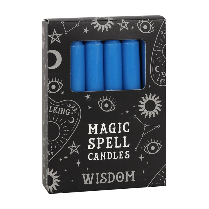 Pack of 12 Blue 'Wisdom' Spell Candles