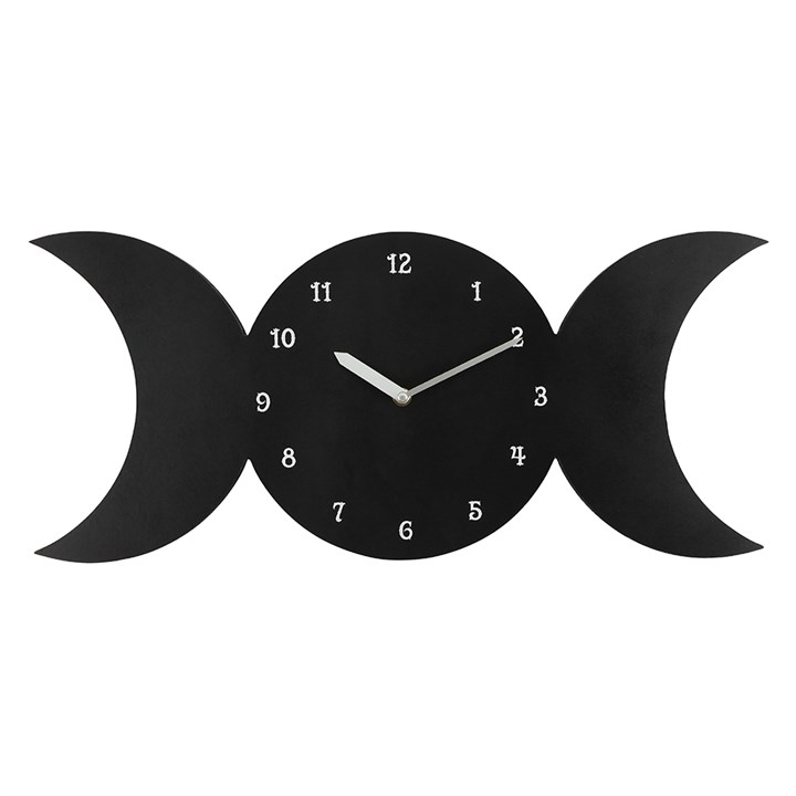 Black Triple Moon MDF Clock