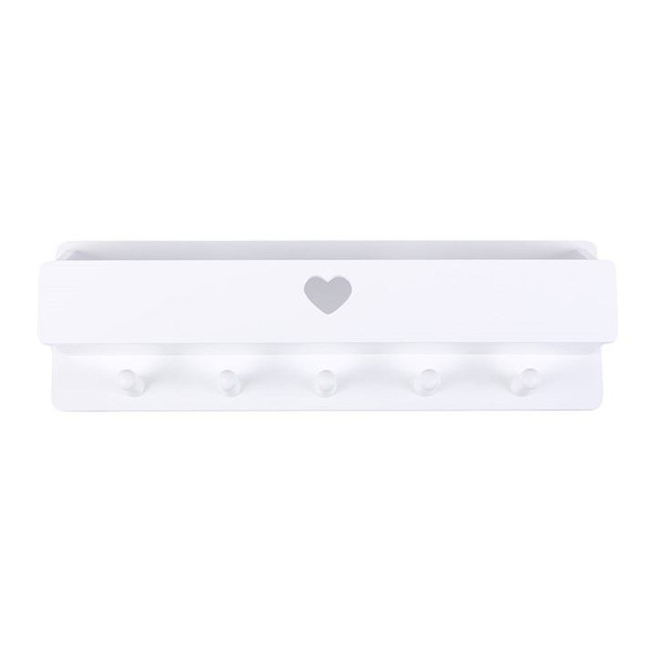 White Shelf with Heart Cut Out and Hooks