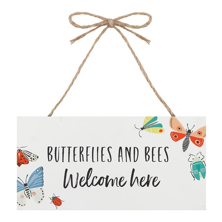 Butterflies and Bees Hanging Garden Sign