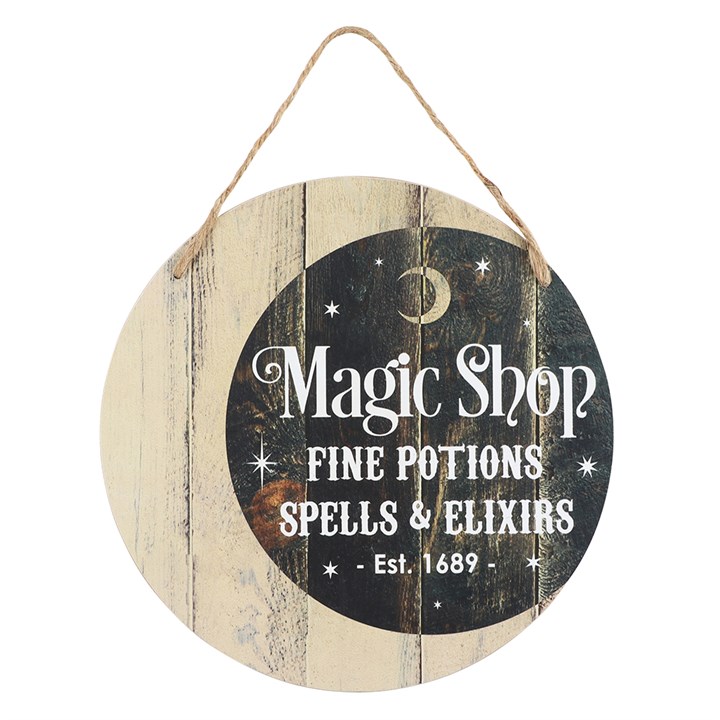 Magic Shop Round Hanging MDF Sign