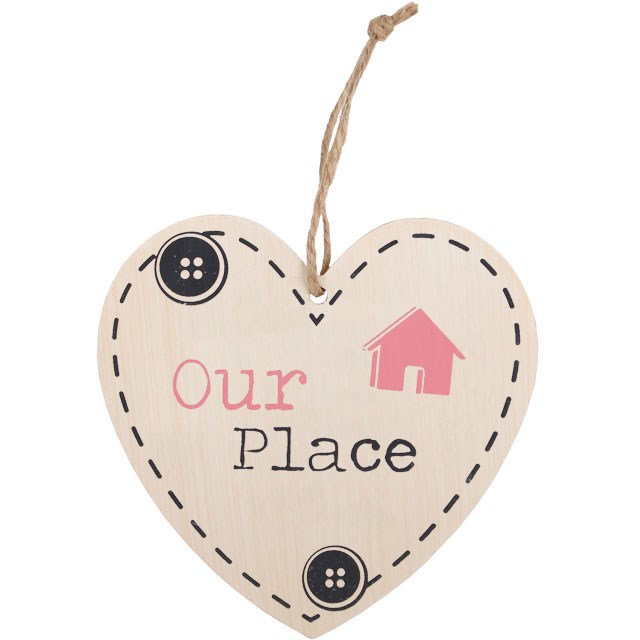 Our Place Hanging Heart Sign