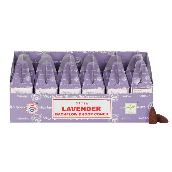 Set of 6 Packets of Satya Lavender Backflow Dhoop Cones