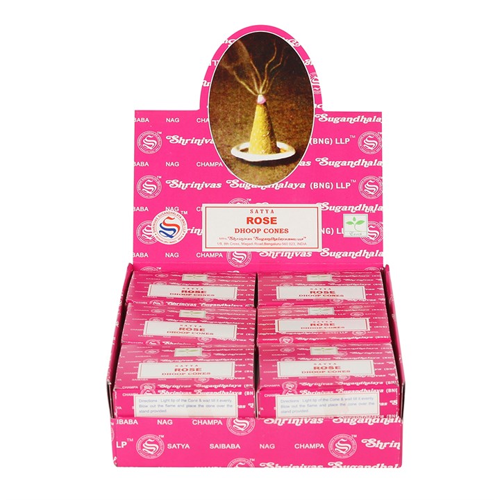 Box of 12 Rose Dhoop Cones by Satya