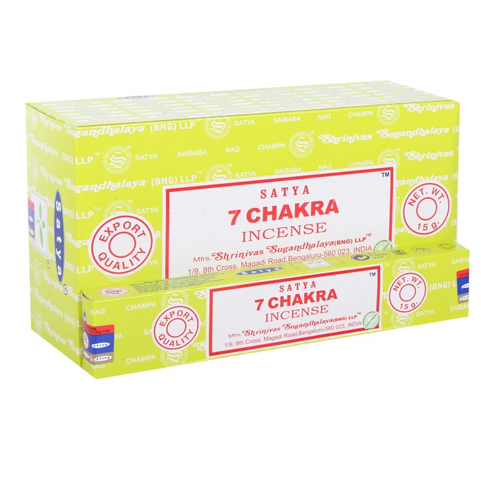 12 Packs of 7 Chakra Incense Sticks by Satya