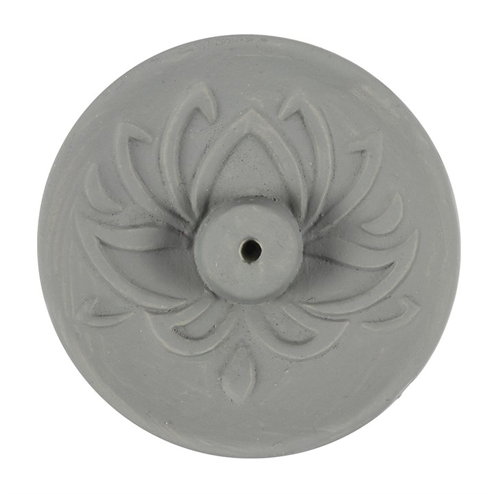 Grey Lotus Terracotta Incense Plate
