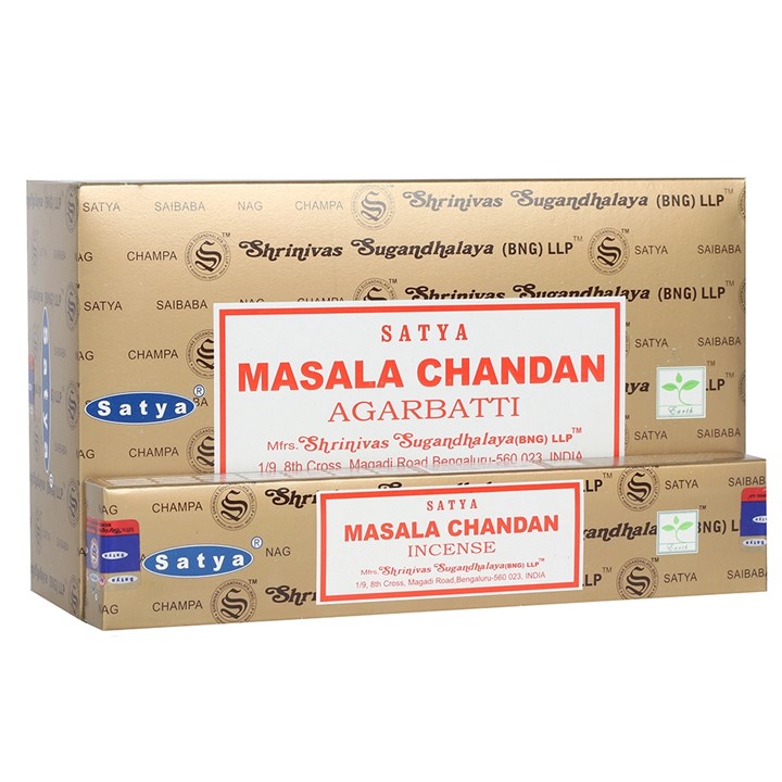 12 Packs of Masala Chandan Incense Sticks by Satya