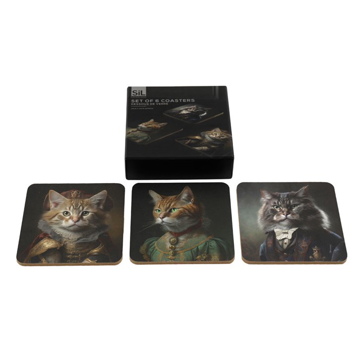 Set of 6 Cat Head Portrait Coasters