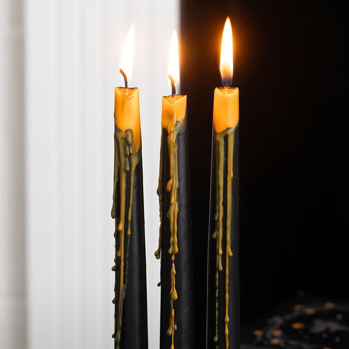 Set of 4 Pumpkin Guts Oozing Taper Candles