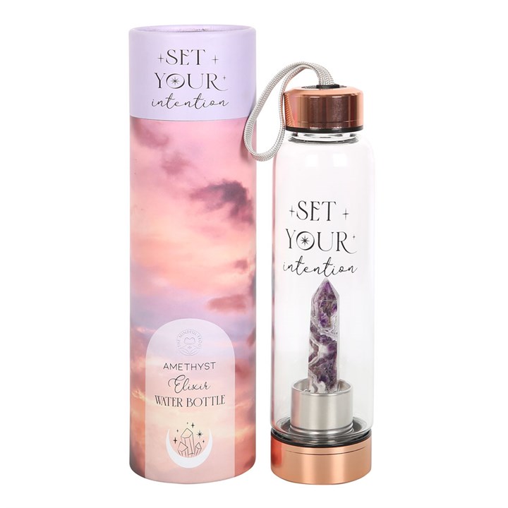 Amethyst Set Your Intention Glass Water Bottle