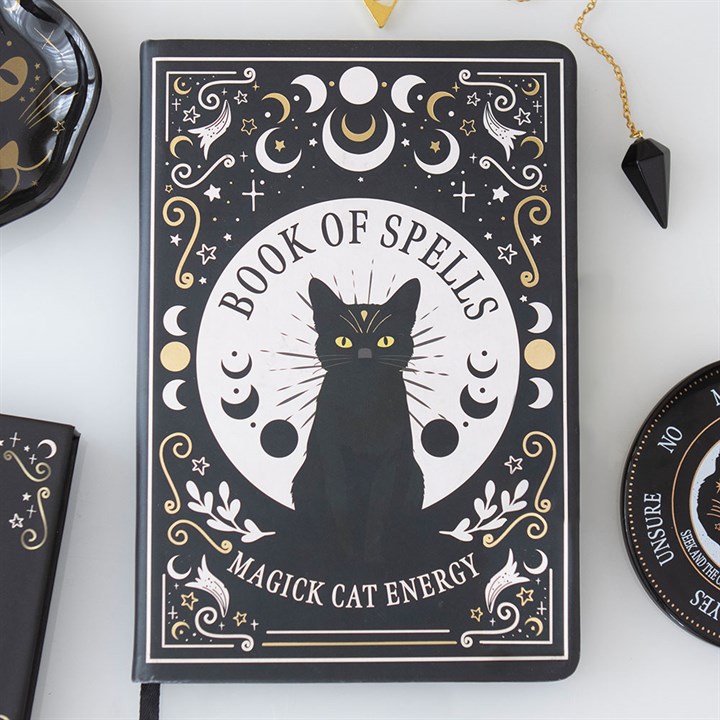 Black Cat Magick Book of Spells A5 Notebook with Pen