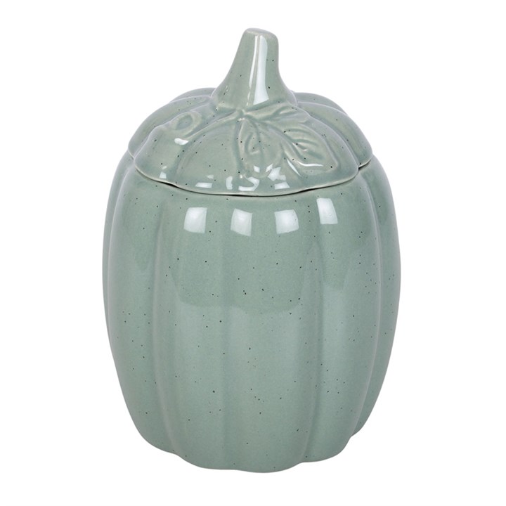 Tall Sage Green Lidded Pumpkin Oil Burner
