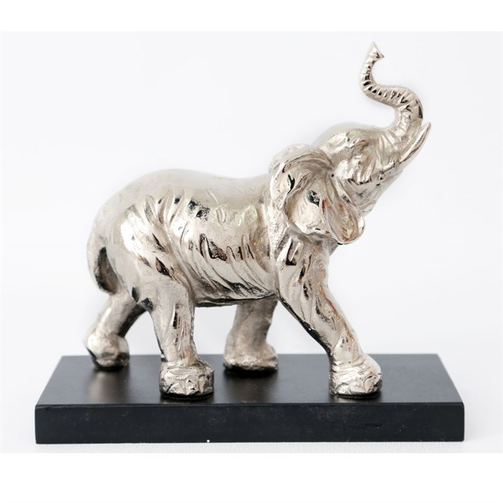 27cm Silver Elephant Ornament on Base