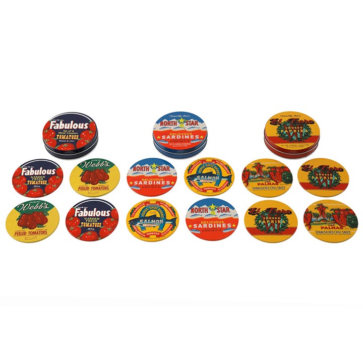 Vintage Style Tin Coaster Set