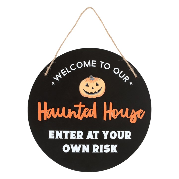 Round Haunted House Hanging Sign