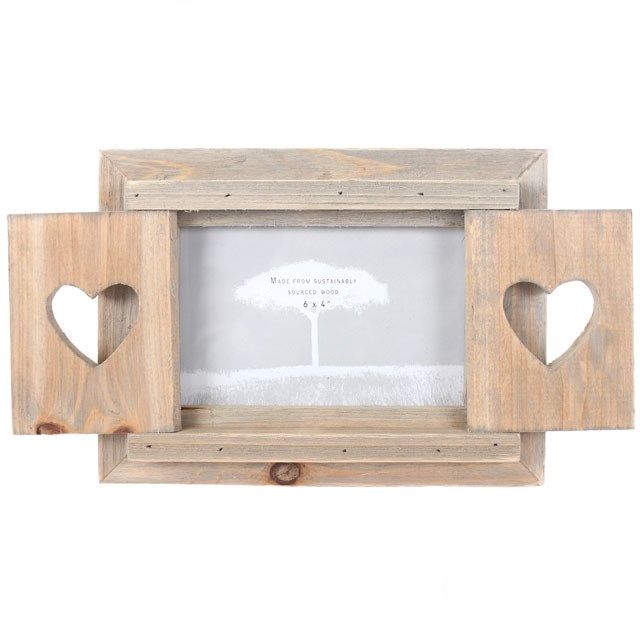 White Wooden Shabby Chic Driftwood Hearts Freestanding Picture Frame-6x4" x2 