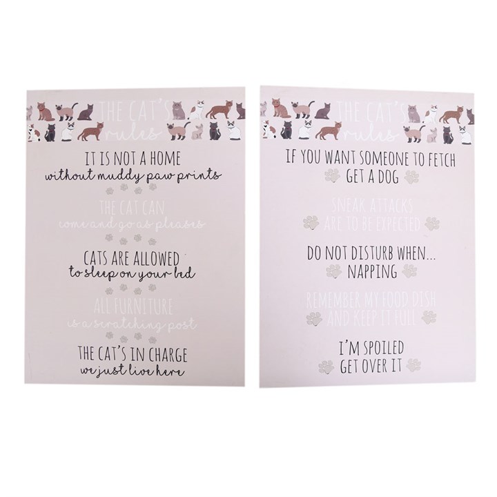 40cm Cat's Rules Wall Plaque