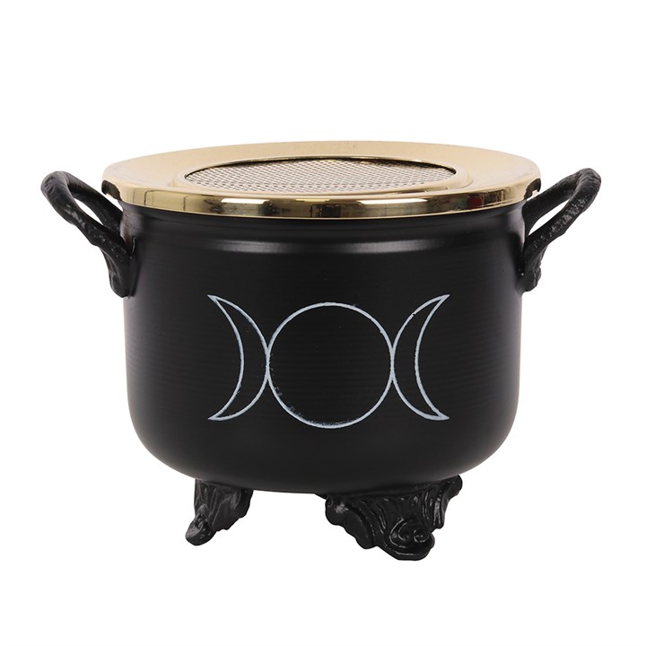 Triple Moon Cauldron Resin Incense Burner