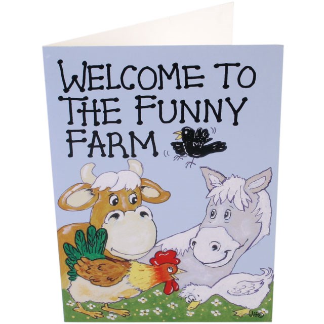 Pack of 6 Welcome To The Funny Farm Smiley Cards