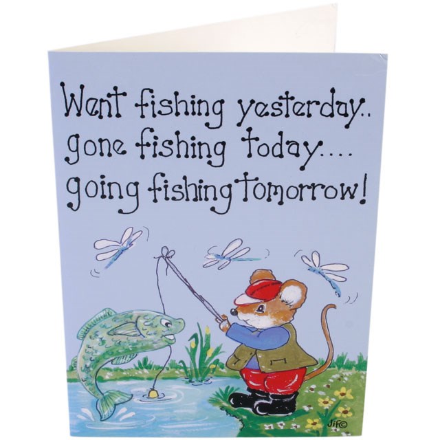 Pack of 6 Went Fishing Yesterday Smiley Cards