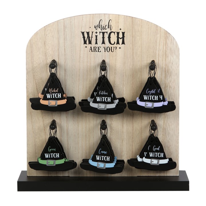 Set of 36 Witch Hat Mini Signs on Display