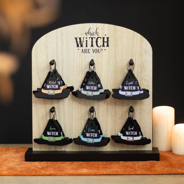 Set of 36 Witch Hat Mini Signs on Display