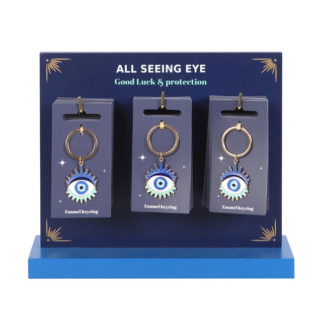 Set of 24 All Seeing Eye Keyrings on Display