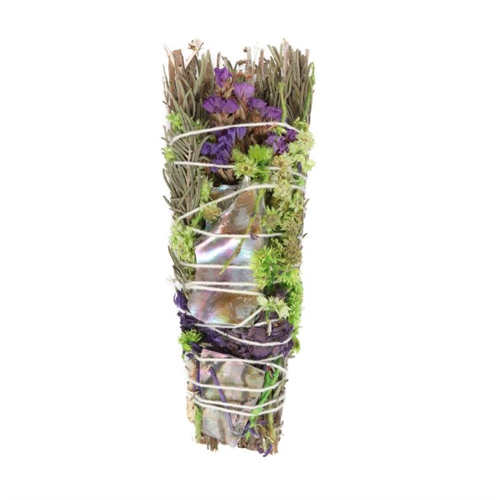 6in Ritual Wand Smudge Stick with Rosemary, Lavender and Abalone