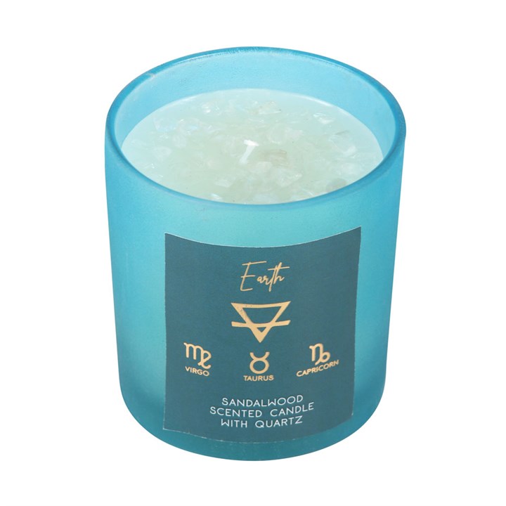 Earth Element Sandalwood Crystal Chip Candle