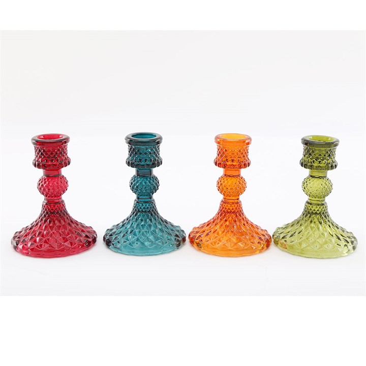 10cm Coloured Glass Taper Candle Holder