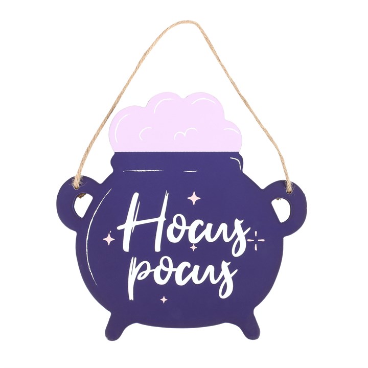 Hocus Pocus Cauldron Shaped Hanging Sign