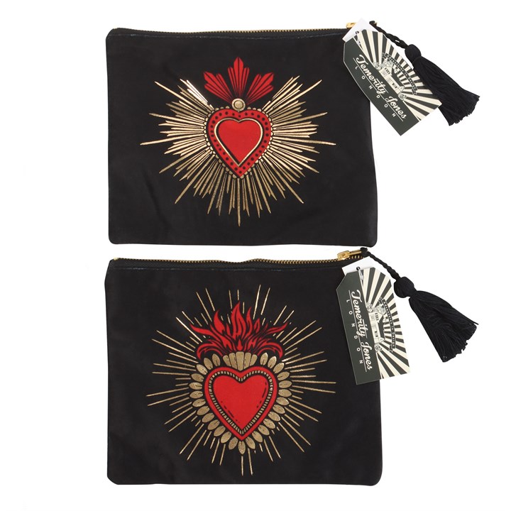 Velvet Sacred Heart Makeup Bag