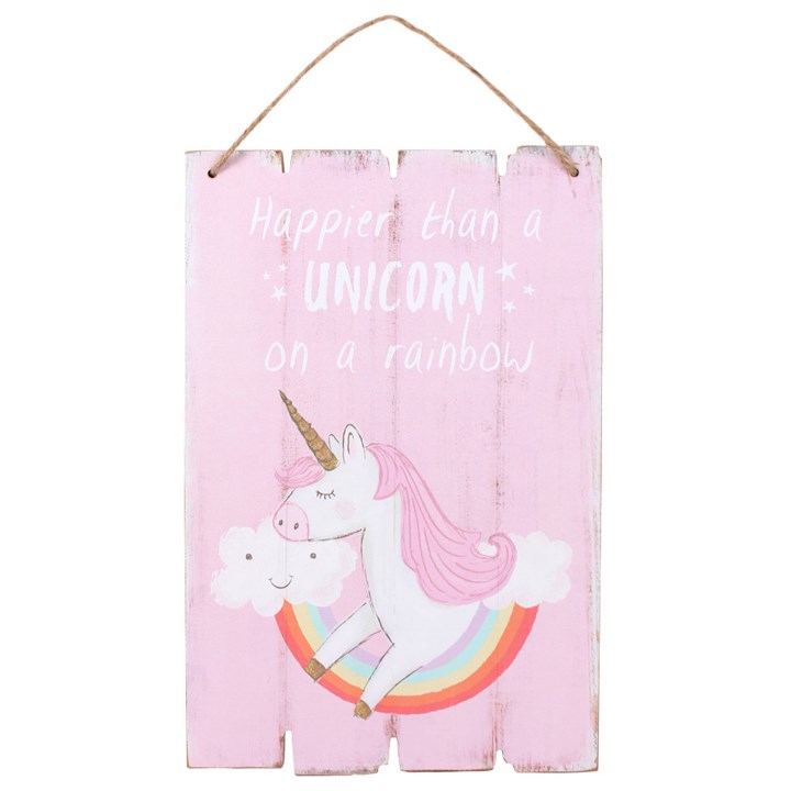 Happier Than a Unicorn Hanging Sign